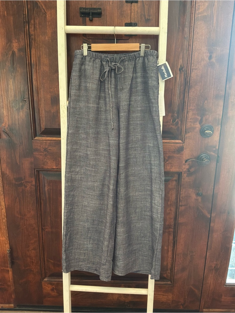 Sienna Sky Men's Wide-Leg Drawstring Pants - Gray